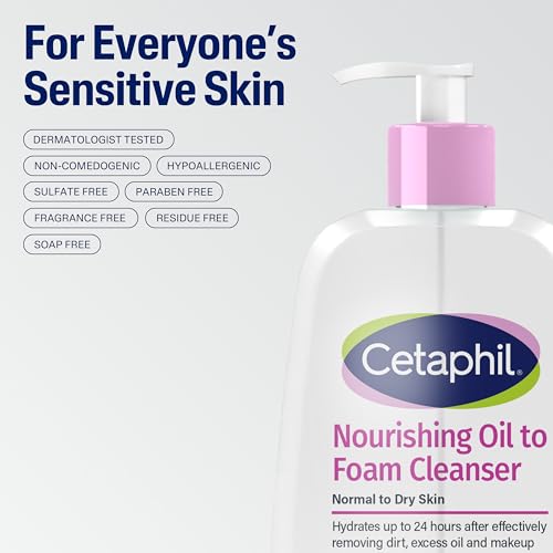 Cetaphil Nourishing Oil to Foam Facial Cleanser, Dry Skin, 8 fl oz