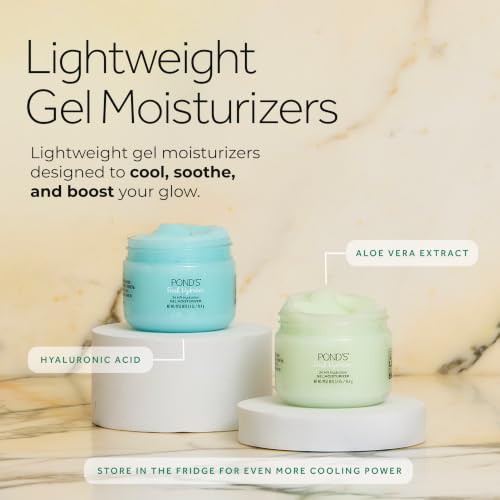 POND’S Fresh Hydration Gel Moisturizer – 24 HR Hydration with Vitamin E, Hyaluronic Acid & Vitamin B3 – Alcohol & Oil-Free Face Moisturizer – Dermatologist Tested, 3.4 oz