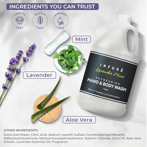 Hand/Body Wash | Infuse Lavender Mint Hotel | 1 Gallon | For Hospitality & Vacation Rentals to Refill Dispensers