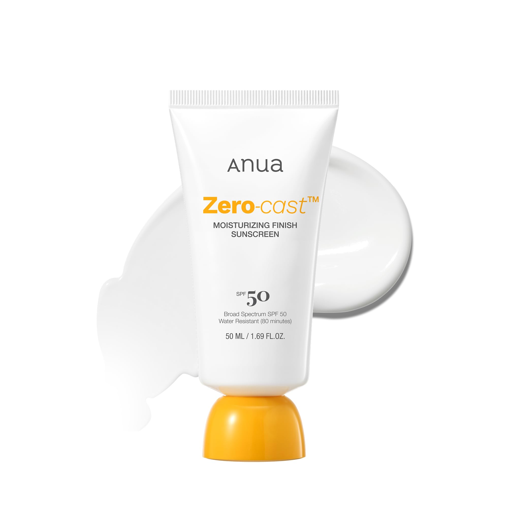 Anua Zero-Cast Moisturizing Face Sunscreen SPF 50 1.69 Fl Oz