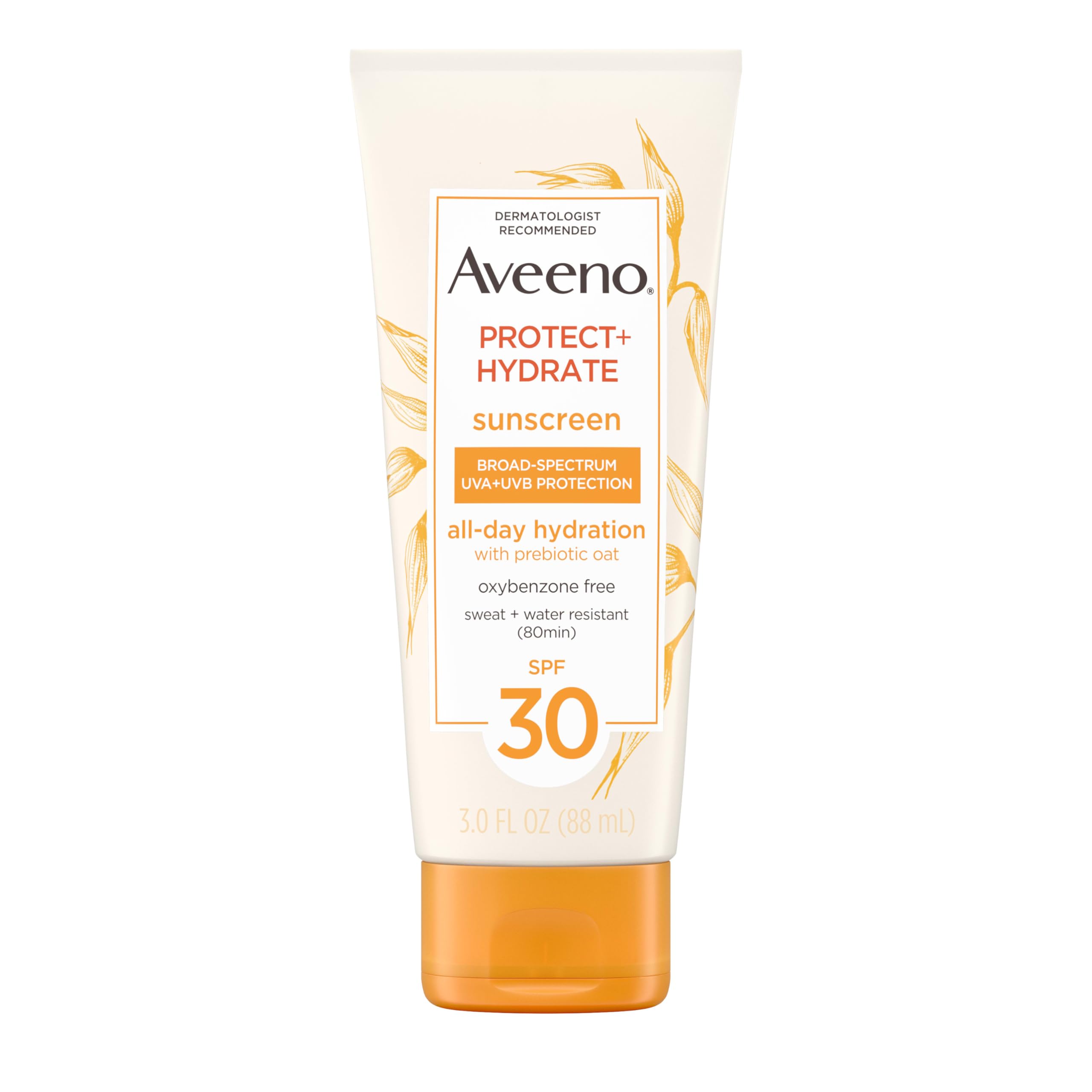 Aveeno Protect + Hydrate Moisturizing Body Sunscreen Lotion with Broad Spectrum SPF & Prebiotic Oat Weightless Refreshing Feel Paraben-Free Oil-Free Oxybenzone-Free 3.0