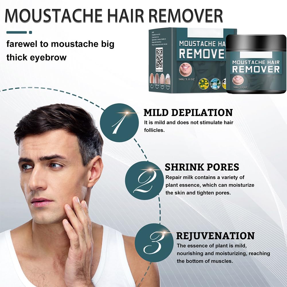 Wenrny Men's Beard & Mustache Hair Removal Cream 2-Pack
