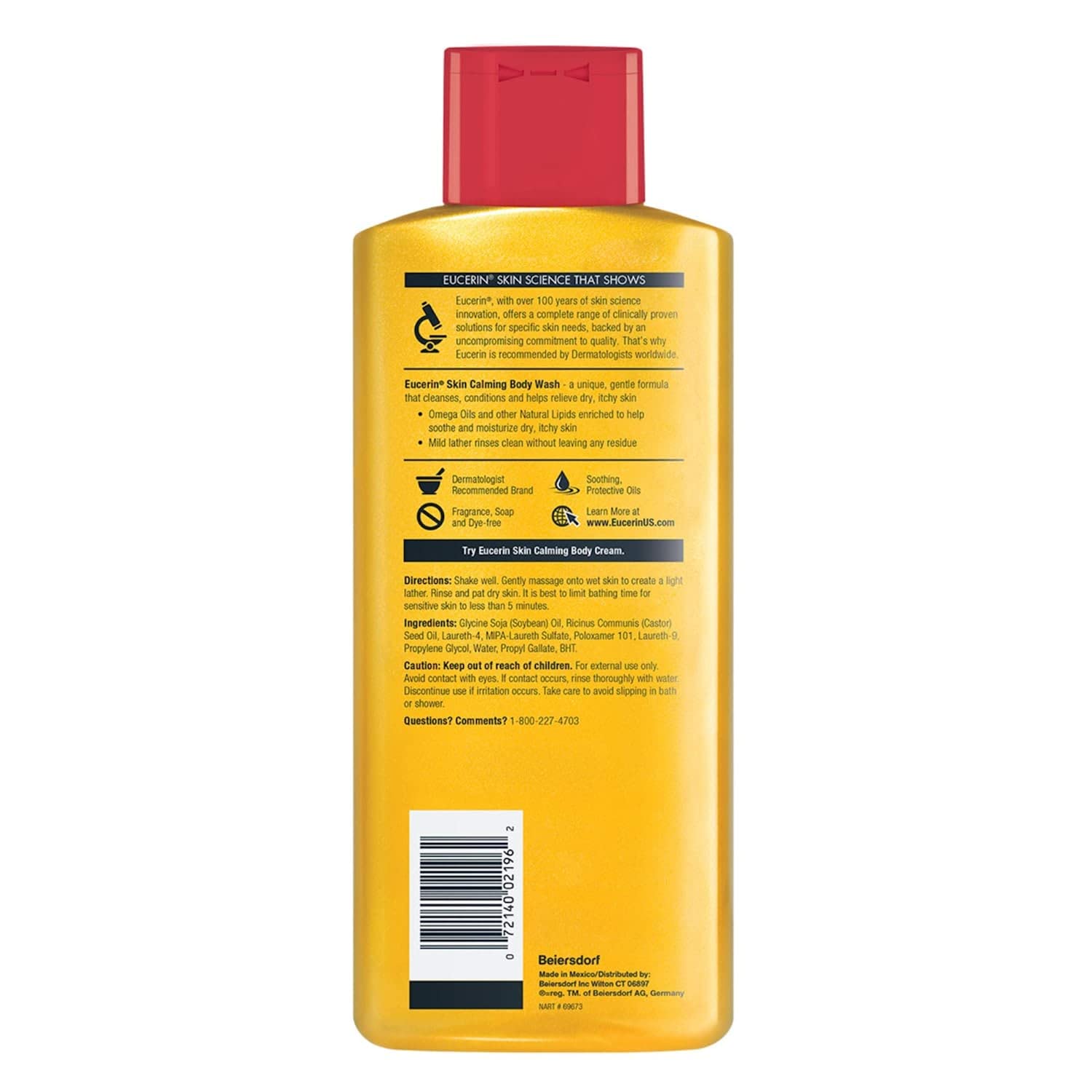 Eucerin Skin Calming Body Wash - Cleanses and Calms to Help Prevent Dry Itchy 8.4 Oz