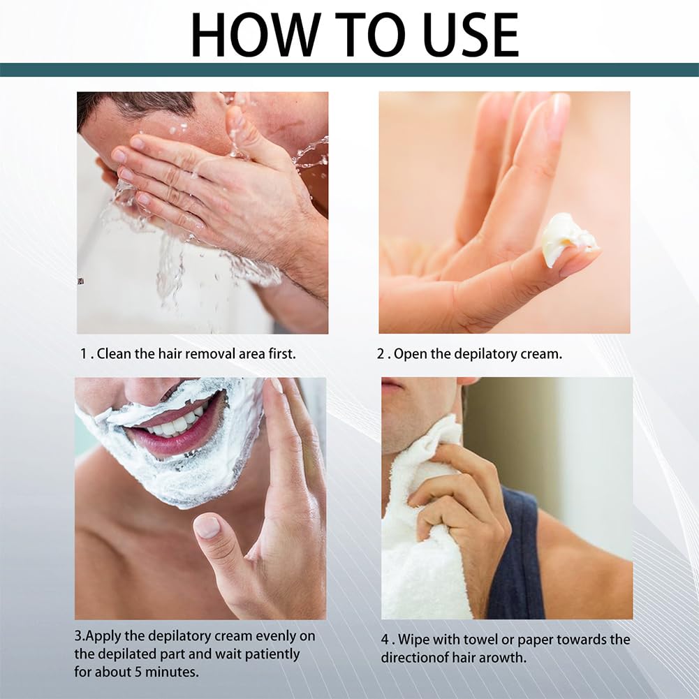 Wenrny Men's Beard & Mustache Hair Removal Cream 2-Pack