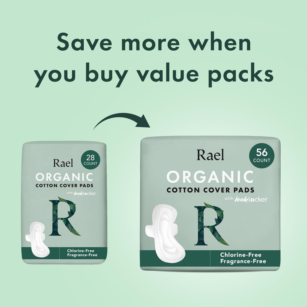 Rael Organic Cotton Sanitary Pads for Women, Regular & Large