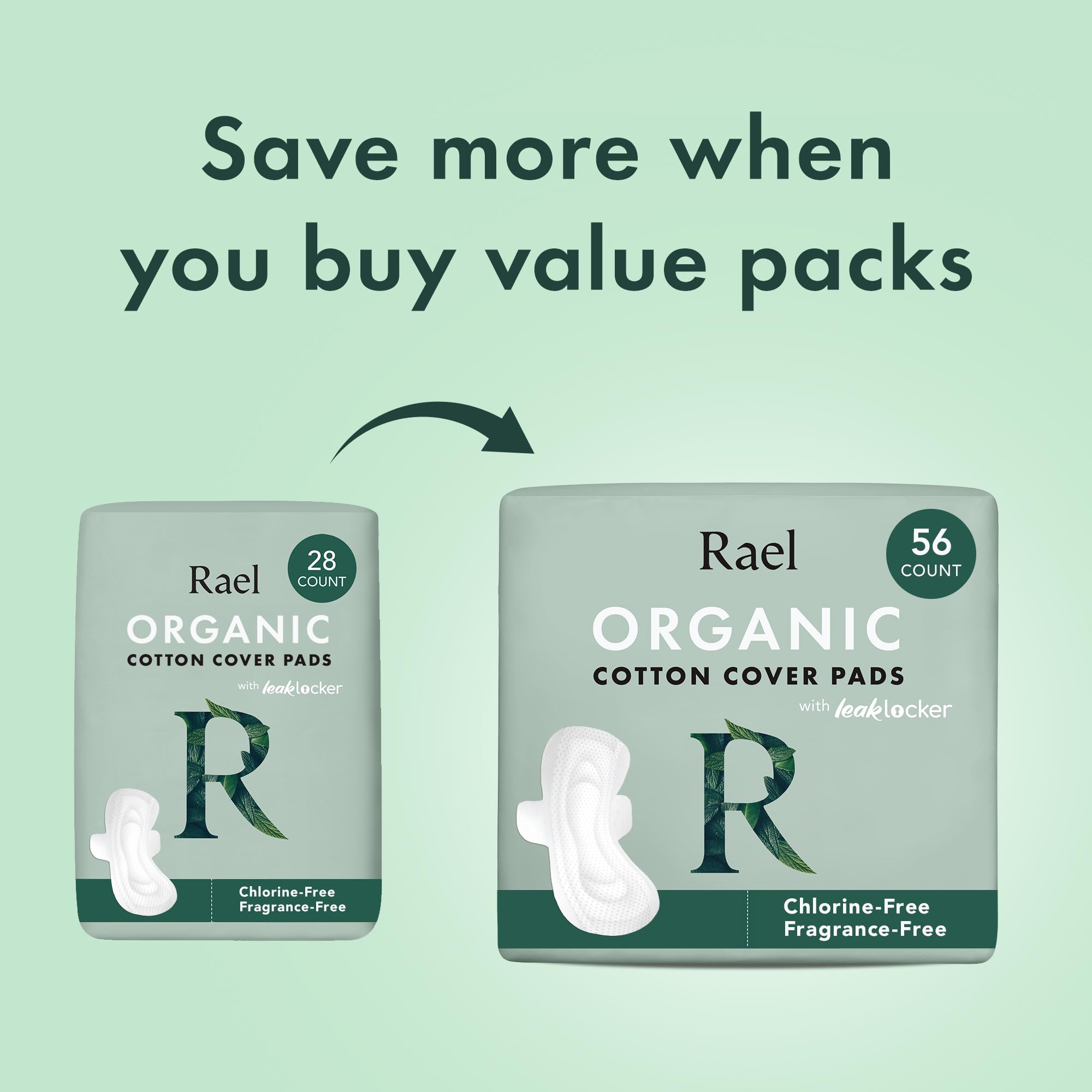 Rael Organic Cotton Sanitary Pads for Women, Regular & Large