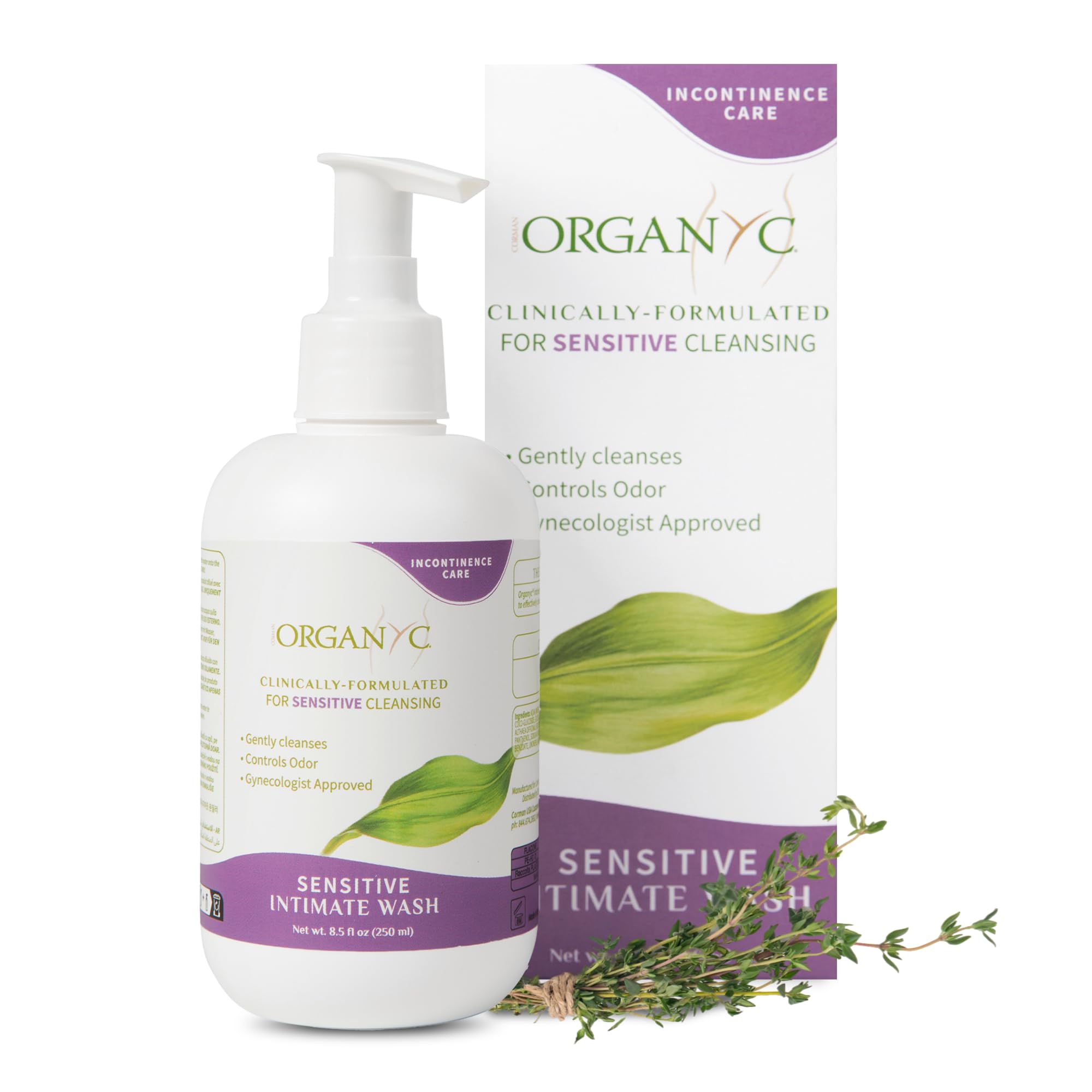 Organyc Gentle Feminine Wash with Thyme Extract 8.5 Fl Oz