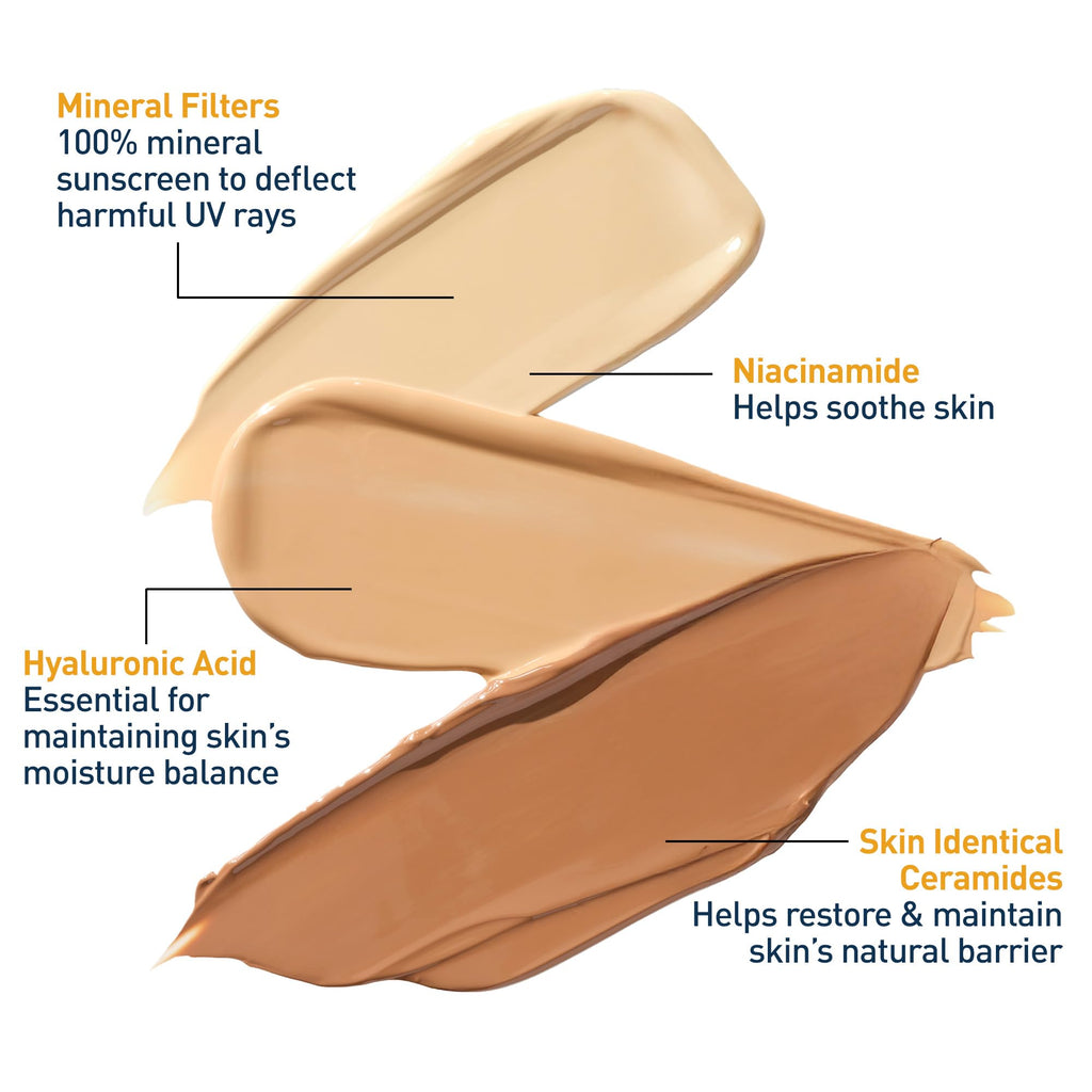 CeraVe Hydrating Mineral Sunscreen SPF 30 with Sheer Tint | Tinted Mineral Sunscreen with Zinc Oxide & Titanium Dioxide | Blends Seamlessly For Healthy Glow | 1.7 Fluid Ounce