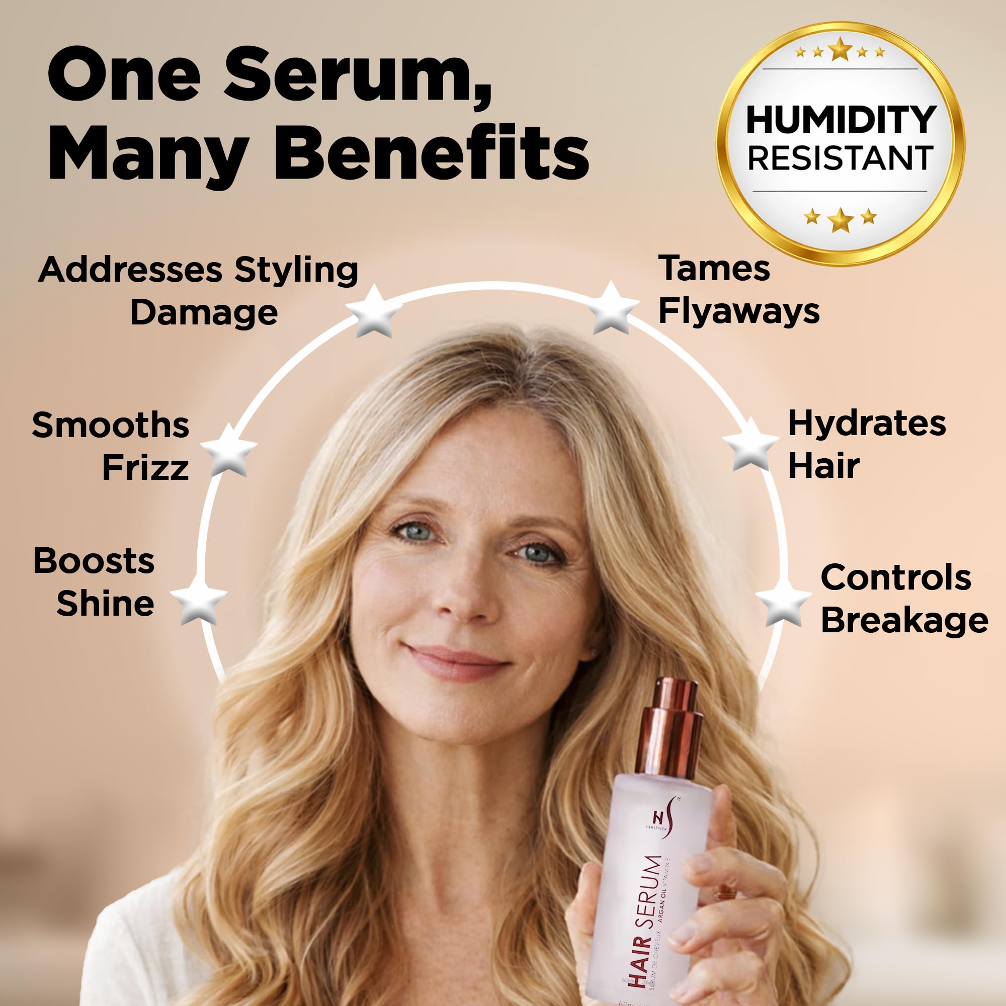 HerStyler Argan Oil Hair Serum - for Frizz, Straightening, Styling & Shine
