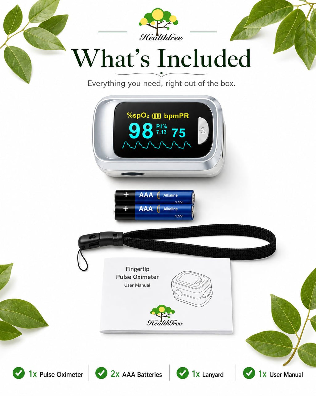 Fingertip Pulse Oximeter & Blood Oxygen Monitor