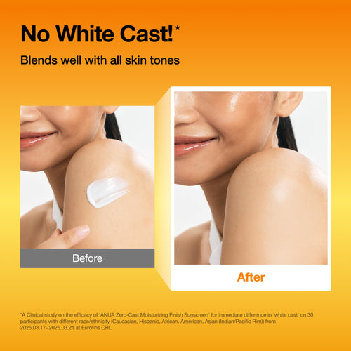 Anua Zero-Cast Moisturizing Sunscreen SPF 50, Glow Natural Sunscreen for face 1.69fl.oz