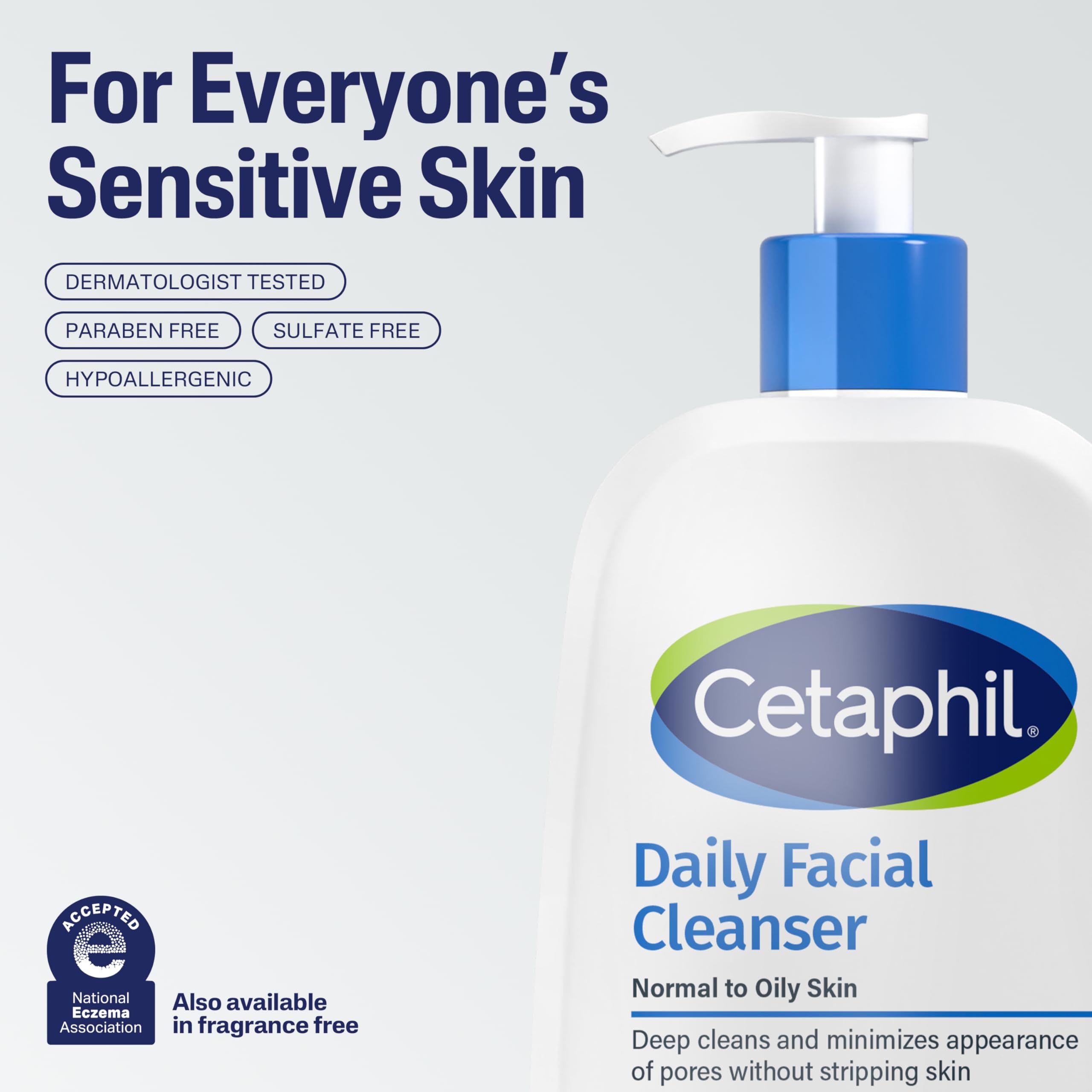 Cetaphil Face Wash, Daily Facial Cleanser for Sensitive, Combination to Oily Skin, 20 oz, Gentle Foaming, Soap Free, Hypoallergenic, Pack of 12
