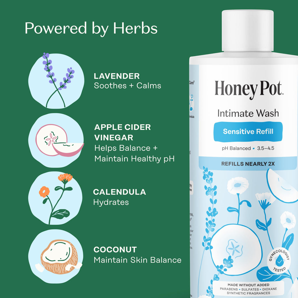 The Honey Pot Sensitive Feminine Wash Refill 10.5 Fl Oz 12-Pack