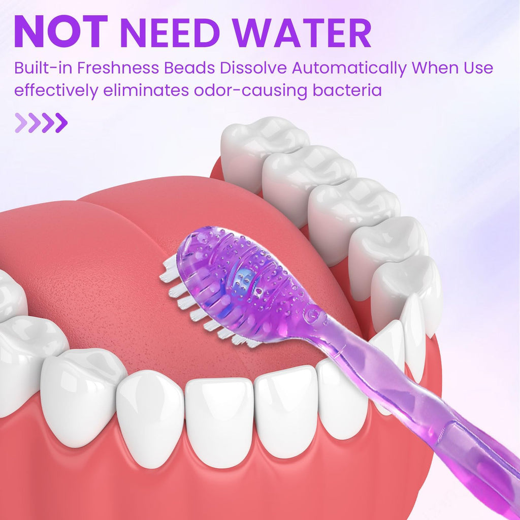 AstrivixDD 5-in-1 Mini Toothbrush Disposable, Waterless Disposable Toothbrushes with Toothpaste, Floss, Tongue Scraper, Toothpick, Prepasted Toothbrushes for Travel Hotel