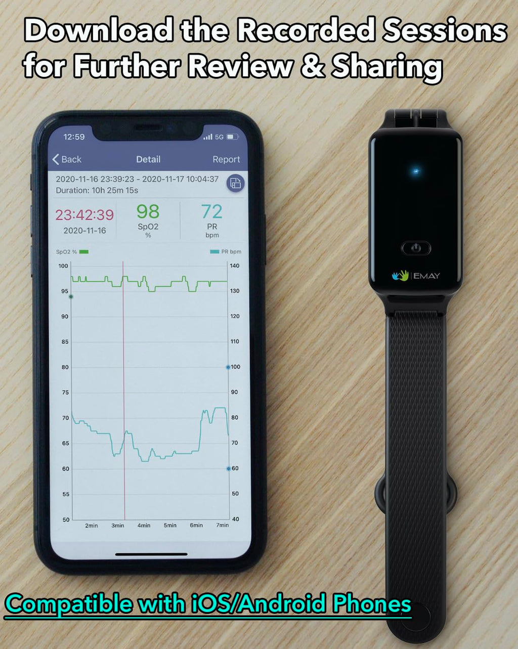EMAY SleepO2 Wrist Pulse Oximeter & Sleep Monitor