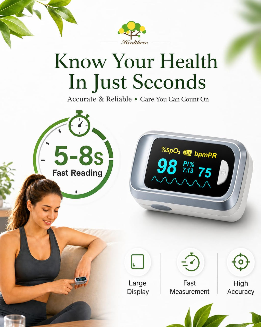 Fingertip Pulse Oximeter & Blood Oxygen Monitor