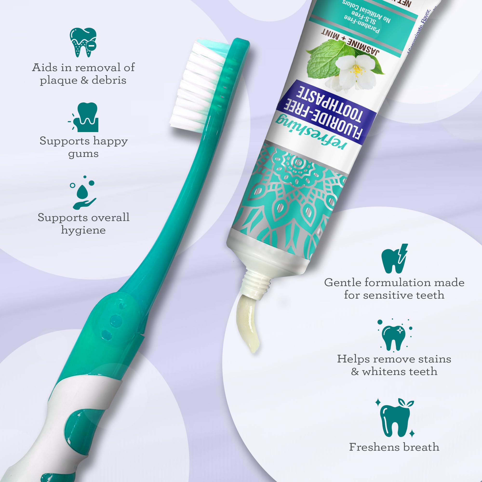 GuruNanda Folding Toothbrush with Built-in Cover & Toothpaste with Hydroxyapatite, Perfect for Travel, Compact & Portable, On-The-go - Soft Bristles & Ergonomic Handle, for Adults & Kids (Parent)