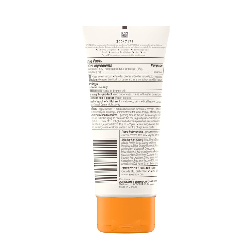 Aveeno Protect + Hydrate Moisturizing Body Sunscreen Lotion with Broad Spectrum SPF & Prebiotic Oat Weightless Refreshing Feel Paraben-Free Oil-Free Oxybenzone-Free 3.0