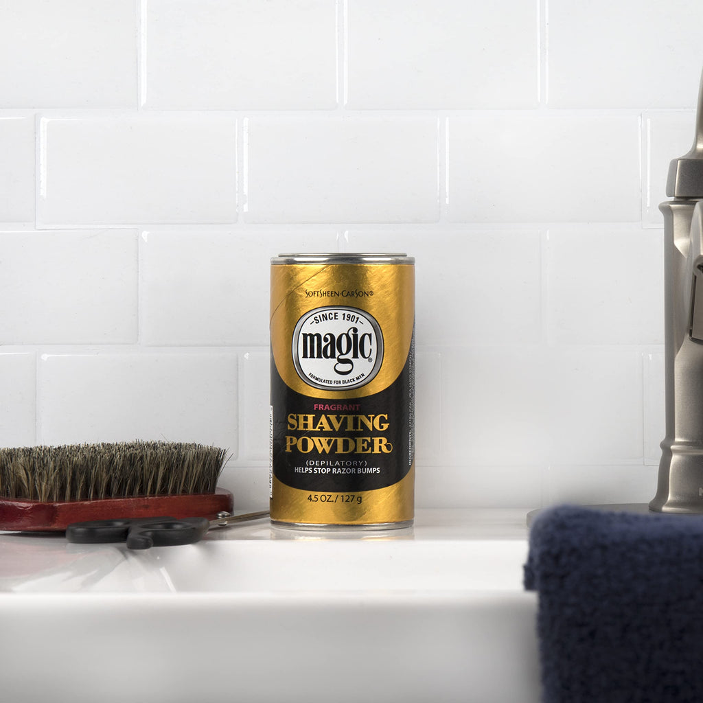 SoftSheen-Carson Magic Razorless Shaving for Men, Magic Shaving Powder with Fragrance, Coarse Textured Beards, Formulated for Black Men, Depilatory, Helps Stop Razor Bumps, Since 1901, 4.5 oz