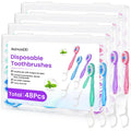 AstrivixDD 5-in-1 Mini Toothbrush Disposable, Waterless Disposable Toothbrushes with Toothpaste, Floss, Tongue Scraper, Toothpick, Prepasted Toothbrushes for Travel Hotel