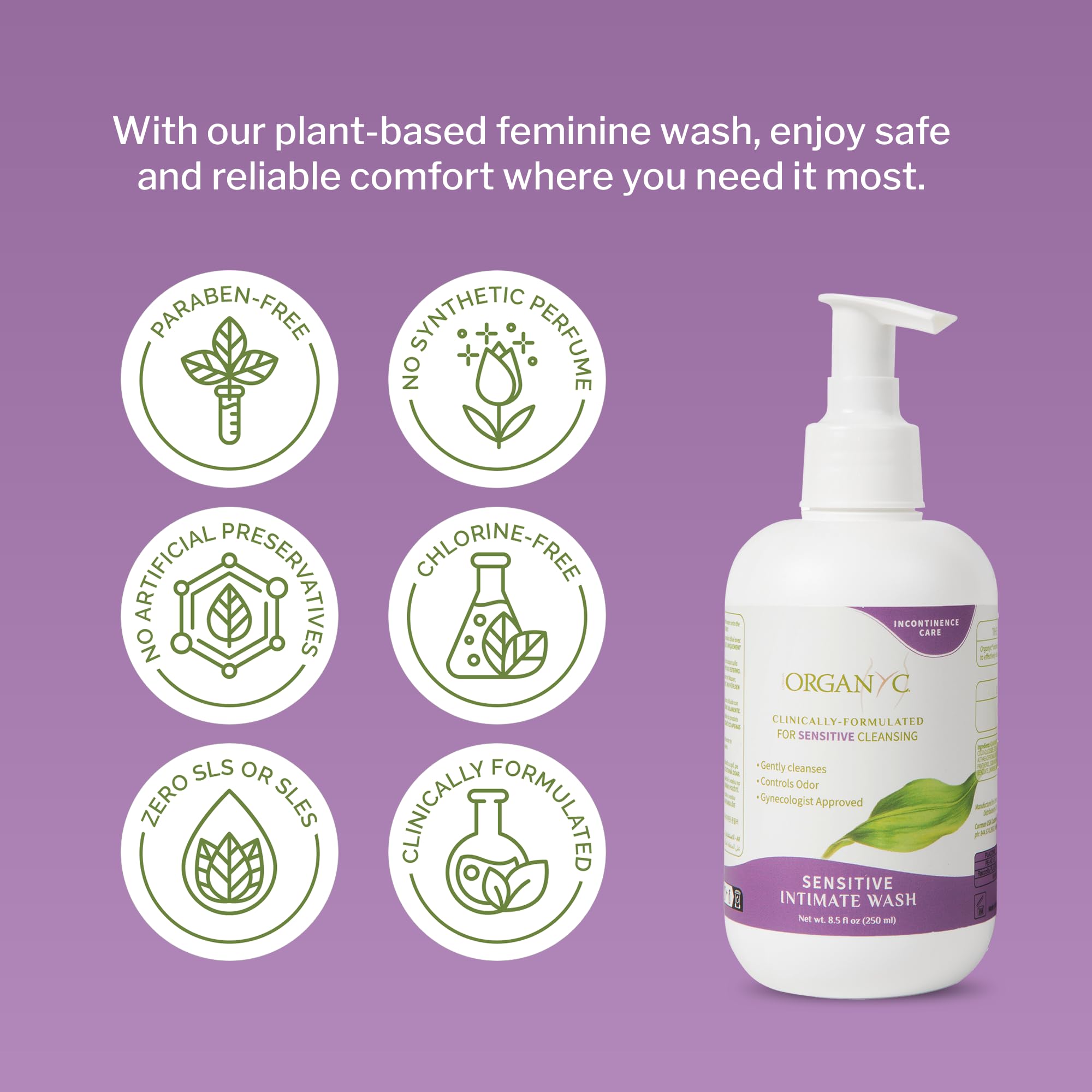 Organyc Gentle Feminine Wash with Thyme Extract 8.5 Fl Oz