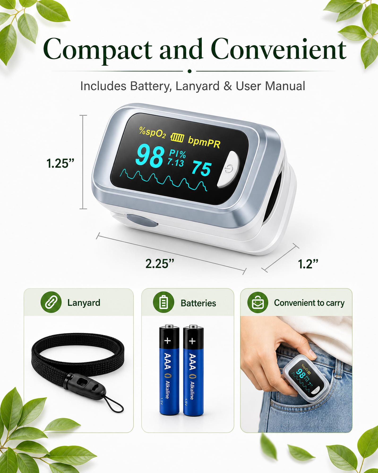 Fingertip Pulse Oximeter & Blood Oxygen Monitor