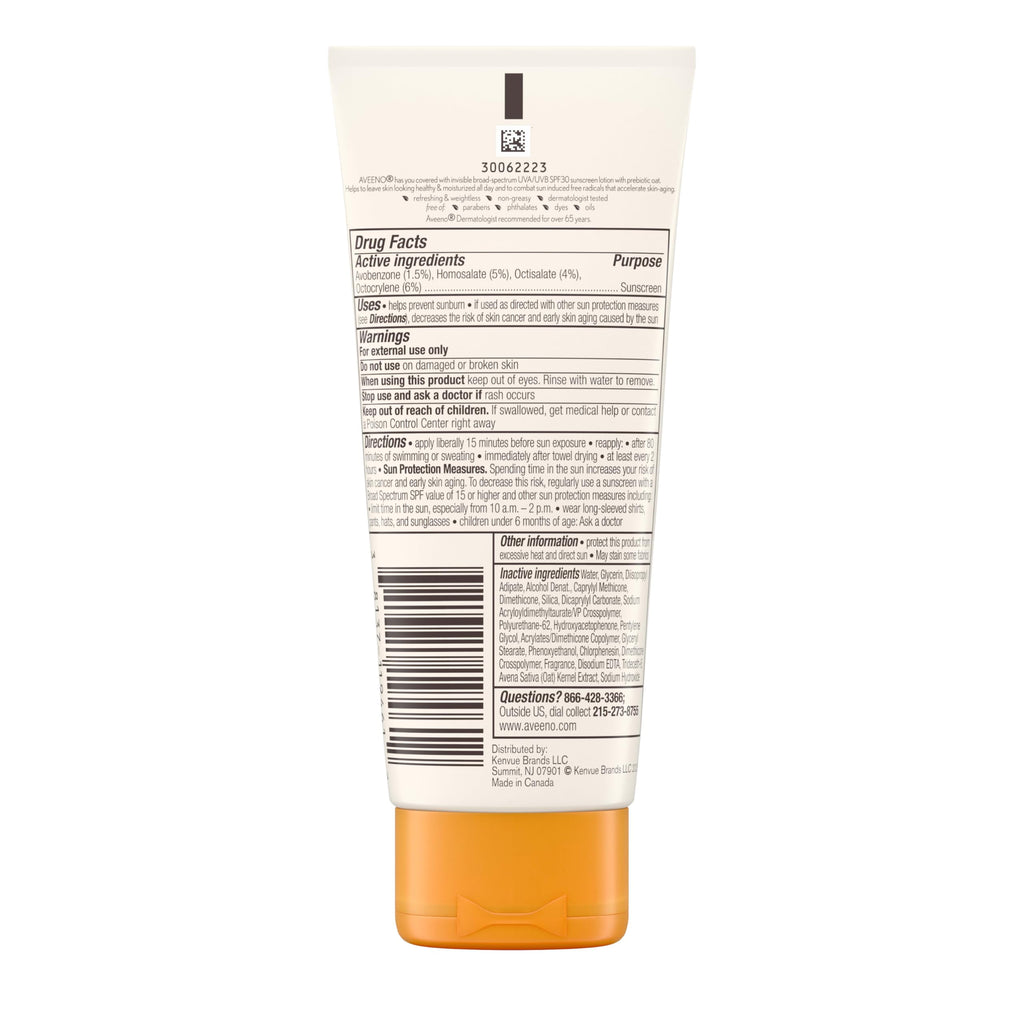 Aveeno Protect + Hydrate Moisturizing Body Sunscreen Lotion with Broad Spectrum SPF & Prebiotic Oat Weightless Refreshing Feel Paraben-Free Oil-Free Oxybenzone-Free 3.0