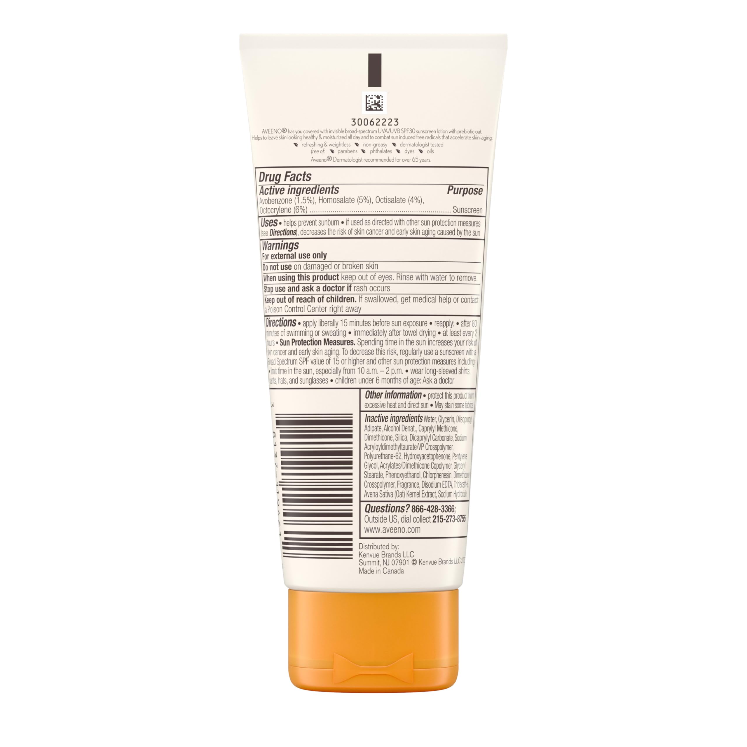 Aveeno Protect + Hydrate Moisturizing Body Sunscreen Lotion with Broad Spectrum SPF & Prebiotic Oat Weightless Refreshing Feel Paraben-Free Oil-Free Oxybenzone-Free 3.0