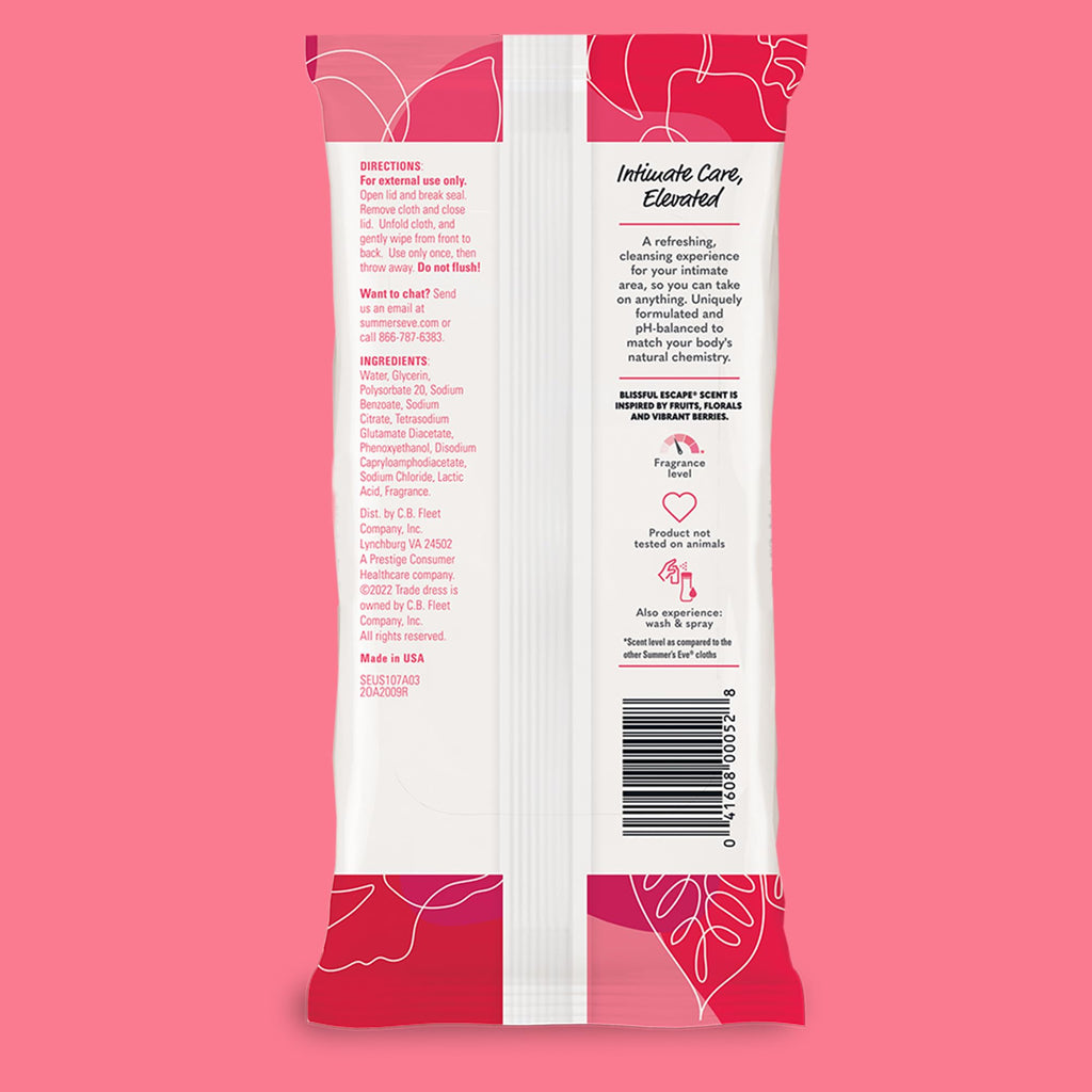 Summer's Eve Blissful Escape Feminine Wipes 32 Count