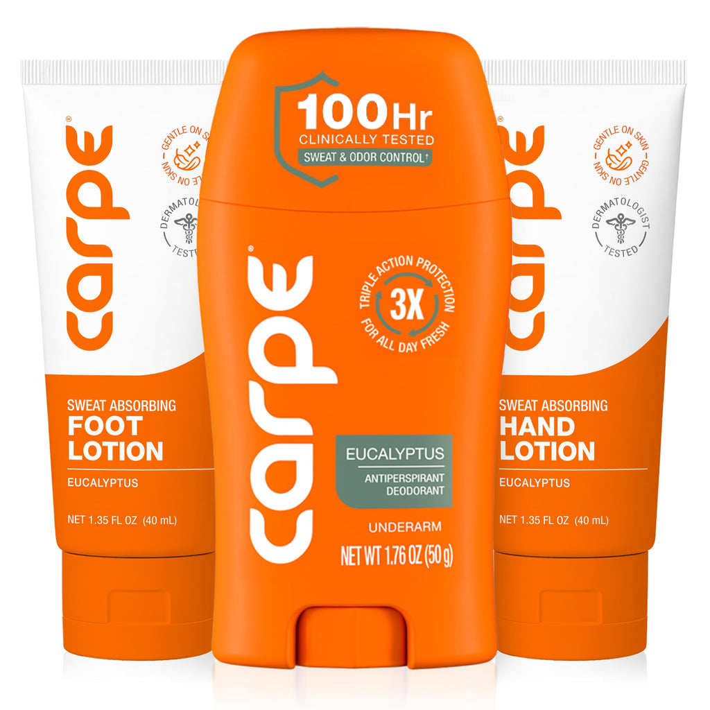 Carpe Sweat Bundle - Underarm, Hand & Foot Antiperspirant, Eucalyptus