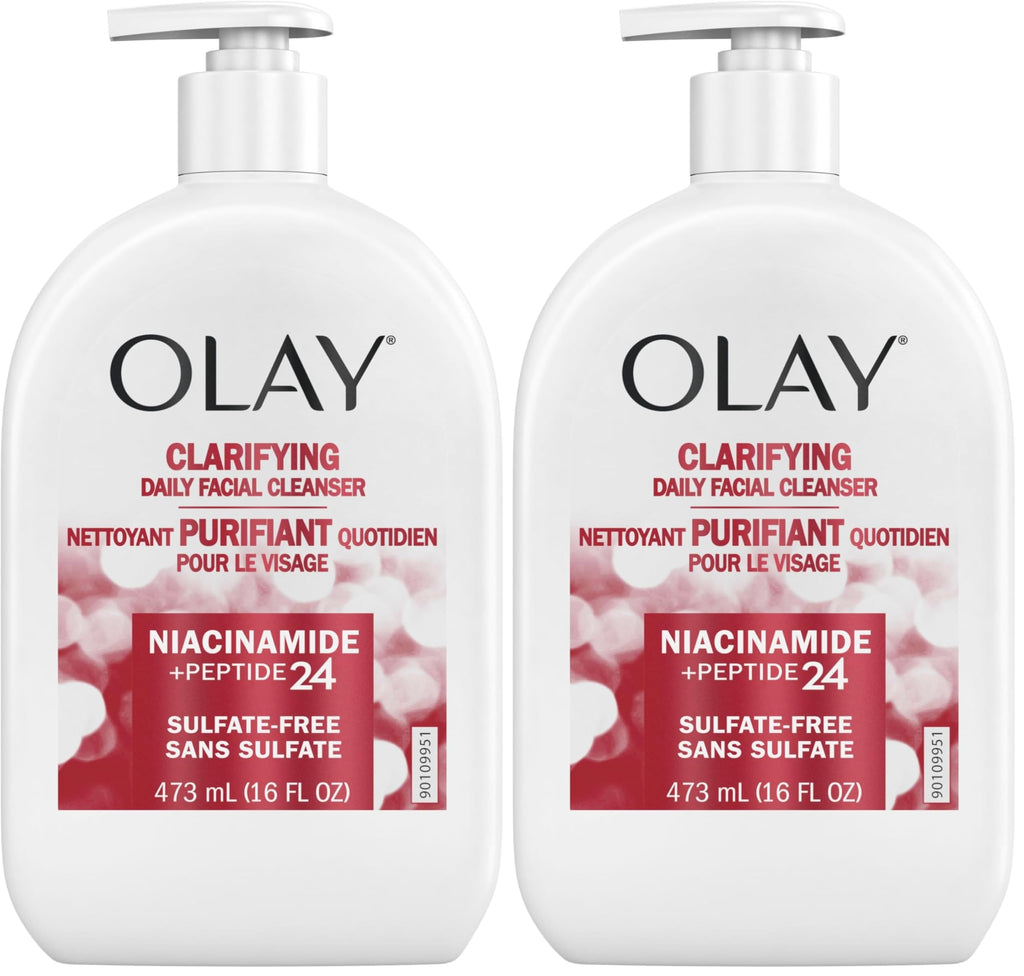 Olay Face Wash, Daily Facial Cleanser with Niacinamide, Peptides & Glycerin - Clarifying, Refreshes Skin Surface, Refines Appearance of Pores - Sulfate-Free, Paraben-Free, Oil-Free, 16 Oz