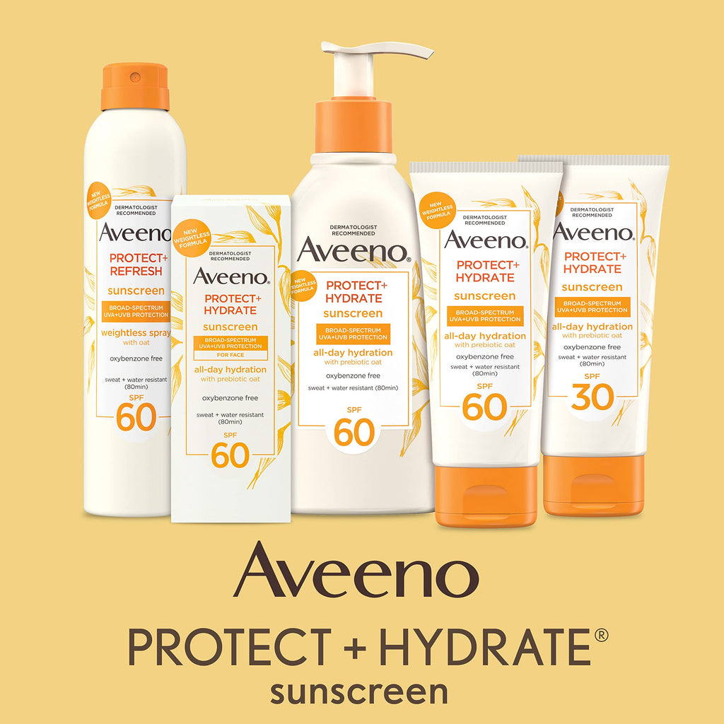 Aveeno Protect + Hydrate Moisturizing Body Sunscreen Lotion with Broad Spectrum SPF & Prebiotic Oat Weightless Refreshing Feel Paraben-Free Oil-Free Oxybenzone-Free 3.0