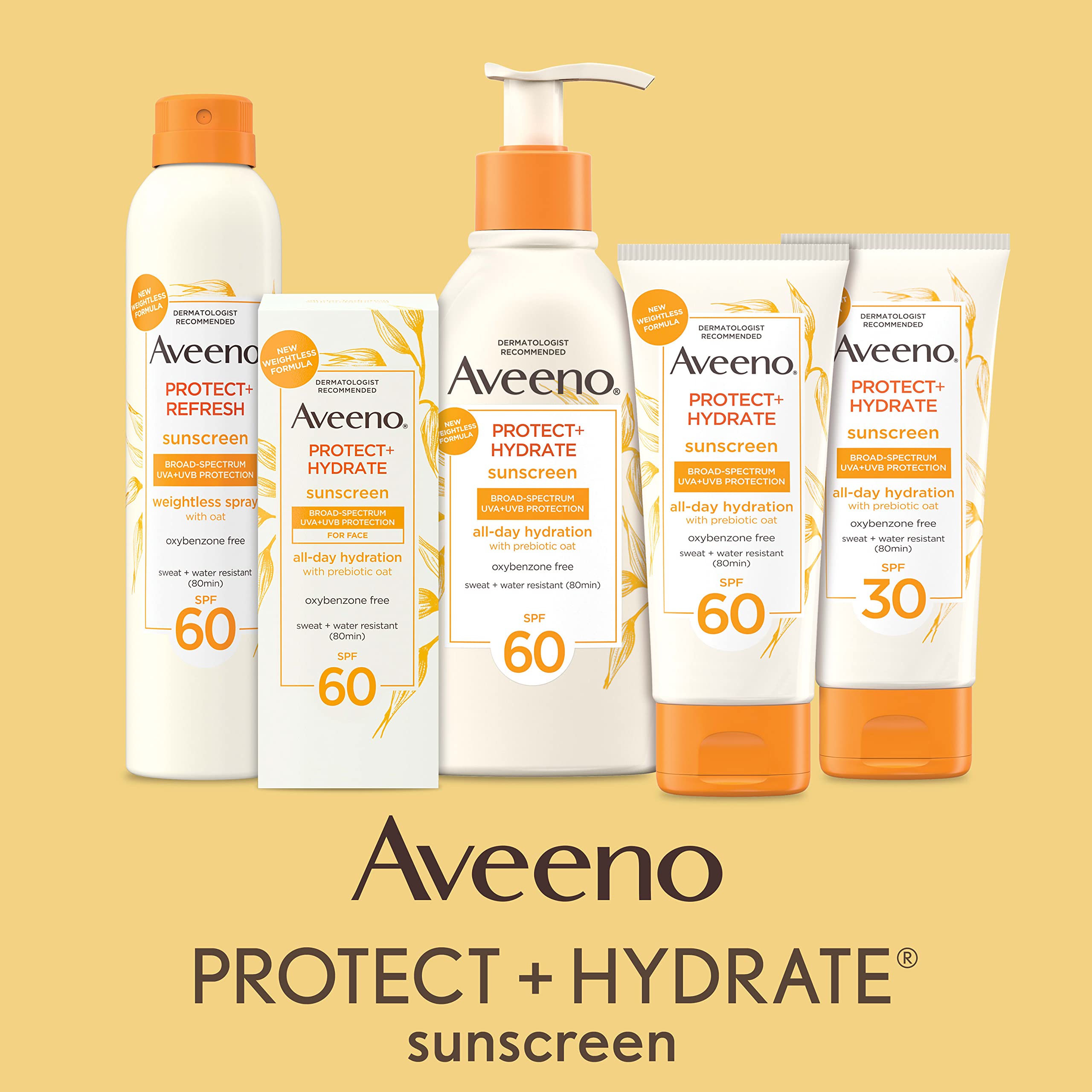 Aveeno Protect + Hydrate Moisturizing Body Sunscreen Lotion with Broad Spectrum SPF & Prebiotic Oat Weightless Refreshing Feel Paraben-Free Oil-Free Oxybenzone-Free 3.0