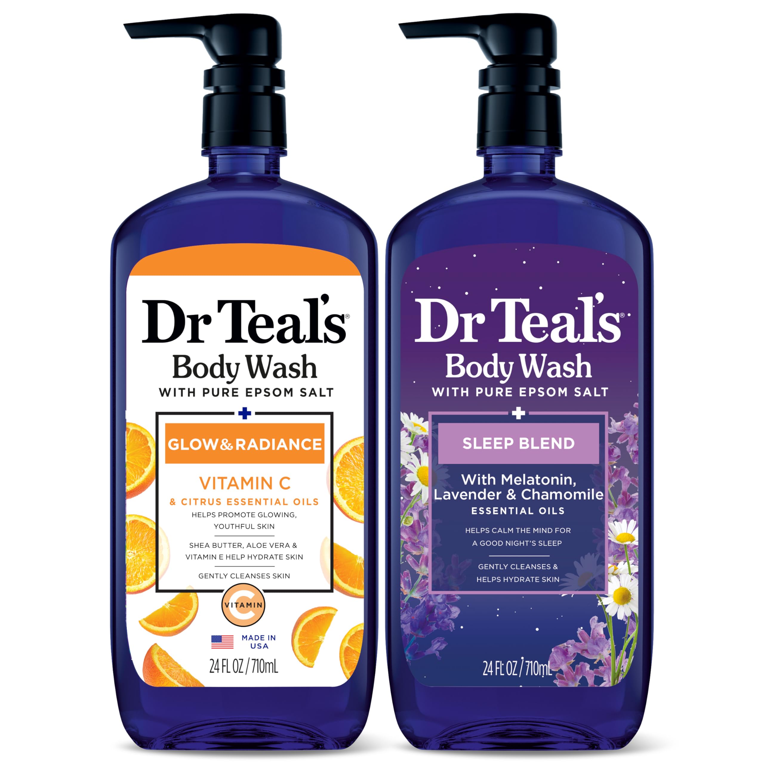 Dr Teal's Pure Epsom Salt Body Wash 24 Fl Oz, 2-Pack