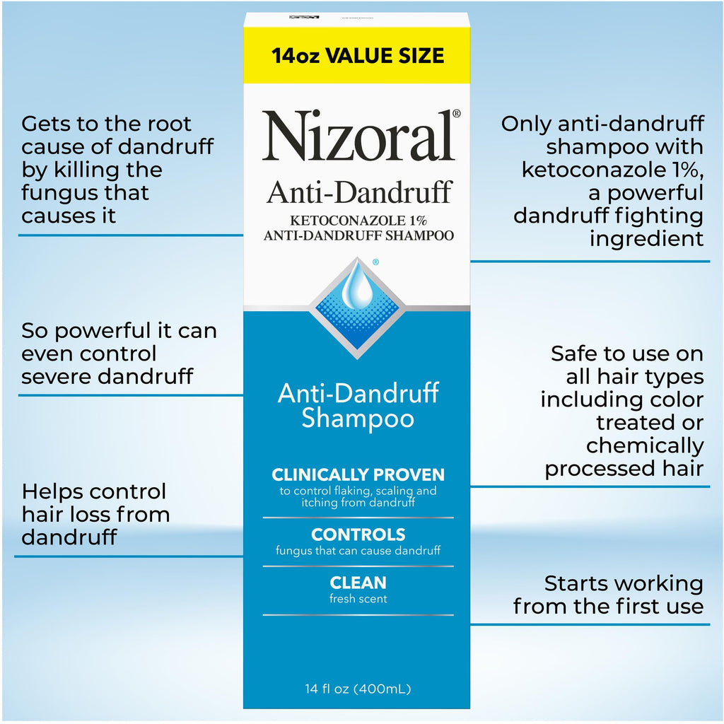 Nizoral Anti-Dandruff Shampoo with 1% Ketoconazole, 14 Fl Oz, Anti Fungal Shampoo