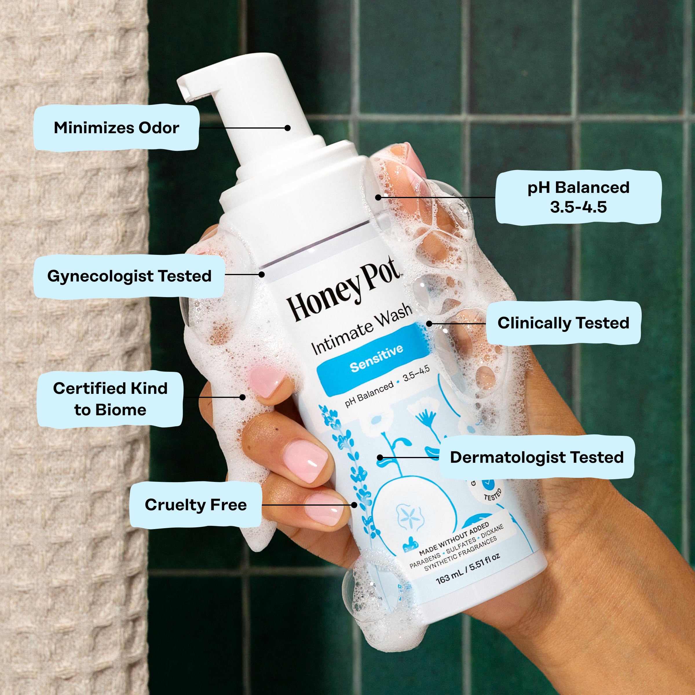 The Honey Pot Sensitive Feminine Wash Refill 10.5 Fl Oz 12-Pack