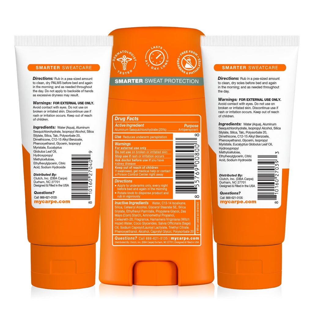 Carpe Sweat Bundle - Underarm, Hand & Foot Antiperspirant, Eucalyptus