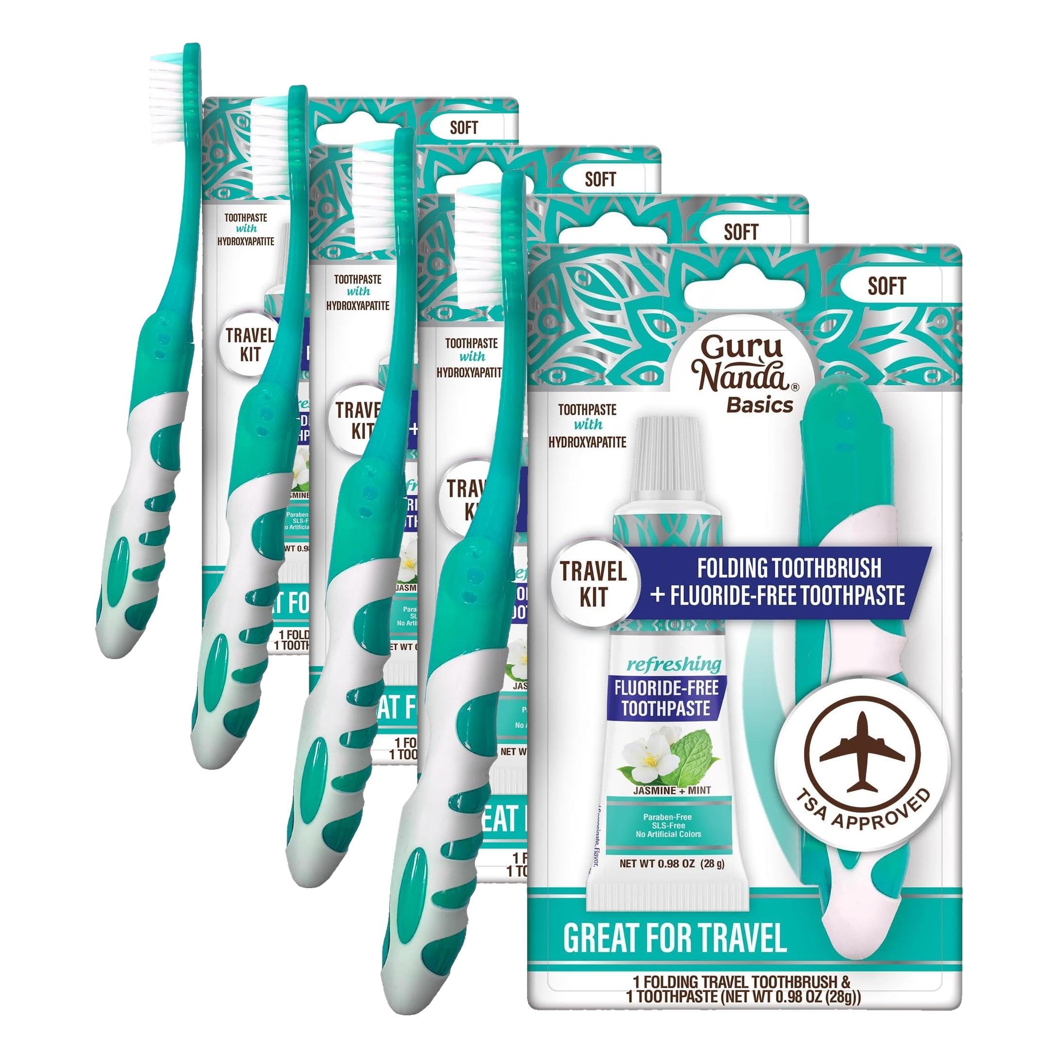 GuruNanda Travel Toothbrush & Hydroxyapatite Toothpaste Set