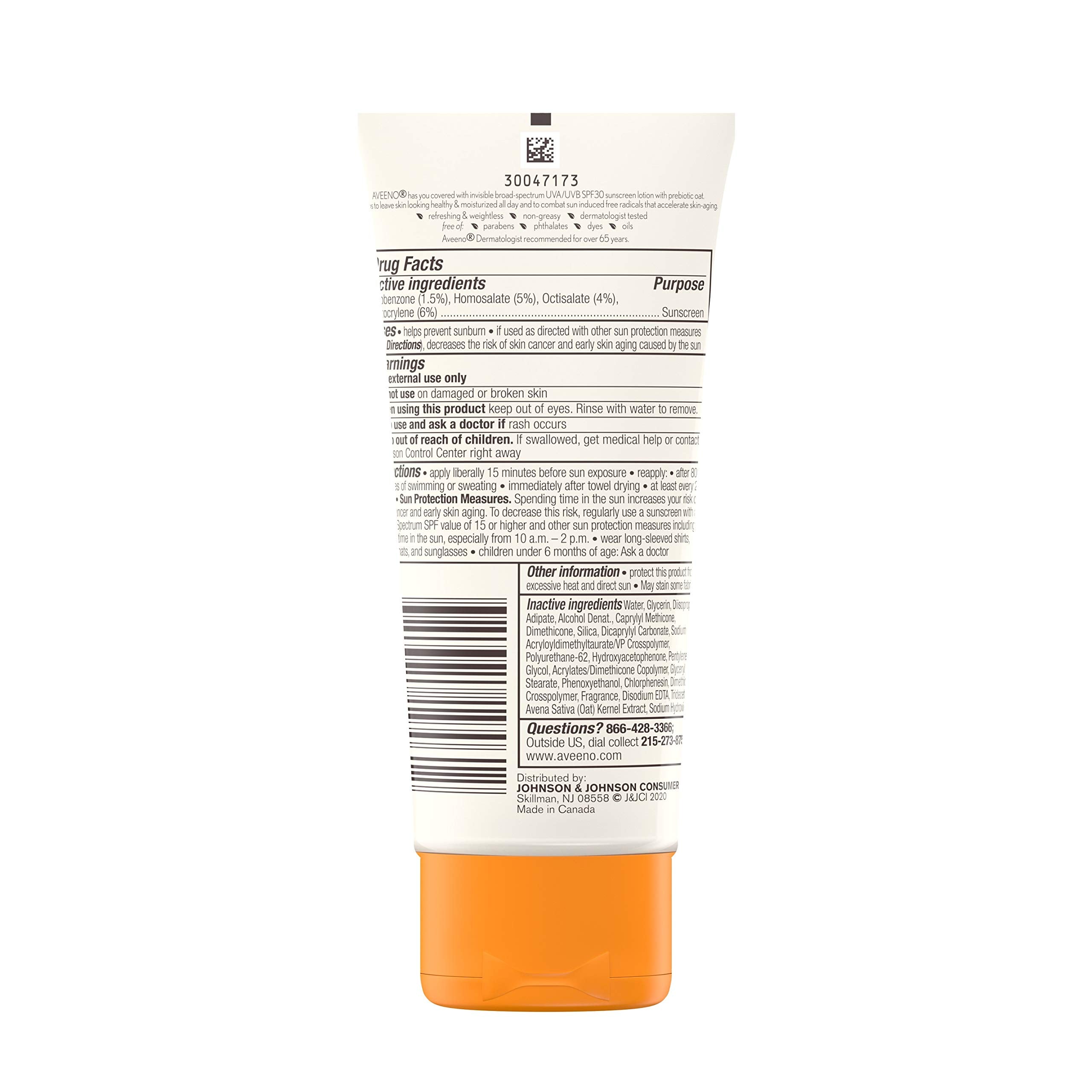 Aveeno Protect + Hydrate Moisturizing Body Sunscreen Lotion with Broad Spectrum SPF & Prebiotic Oat Weightless Refreshing Feel Paraben-Free Oil-Free Oxybenzone-Free 3.0