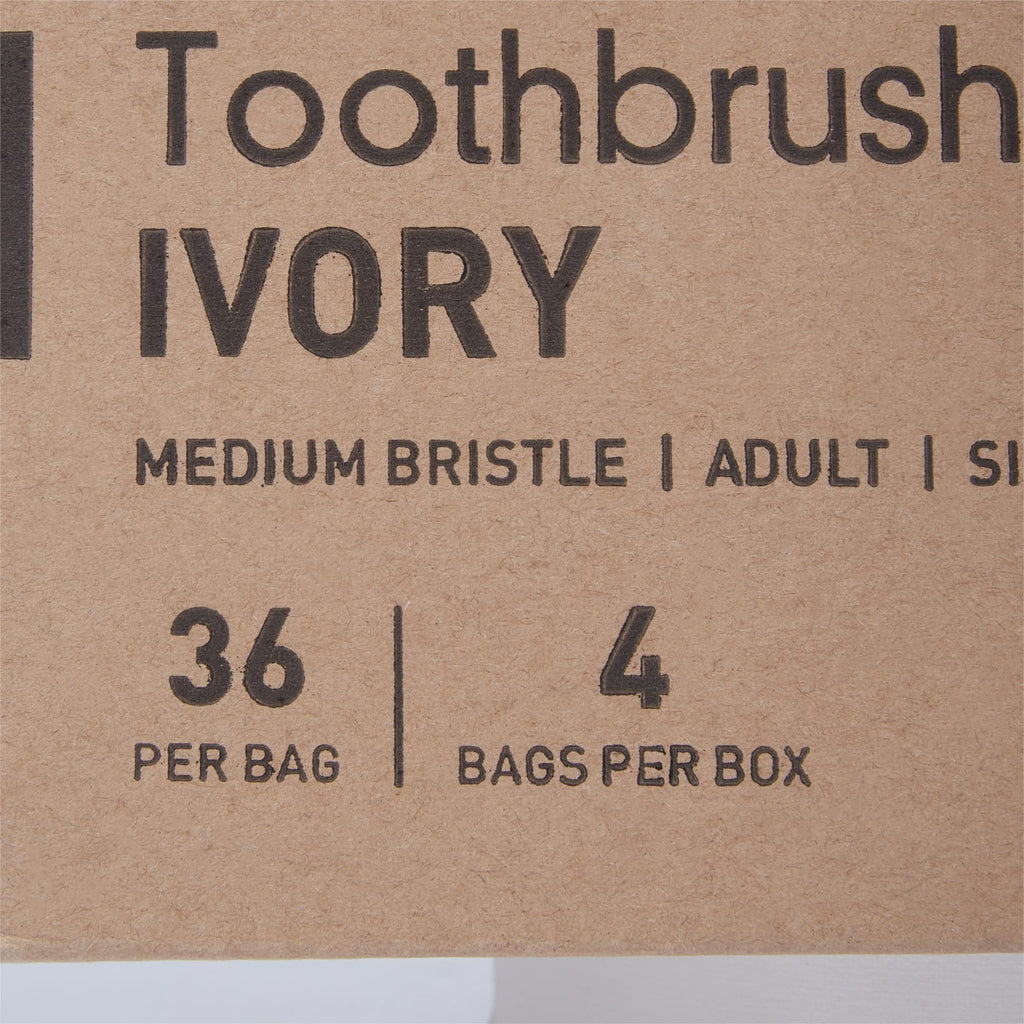 McKesson Toothbrush, Ivory, Medium Bristles, Curved, Individually Wrapped, 144 Count, 10 Packs, 1440 Total