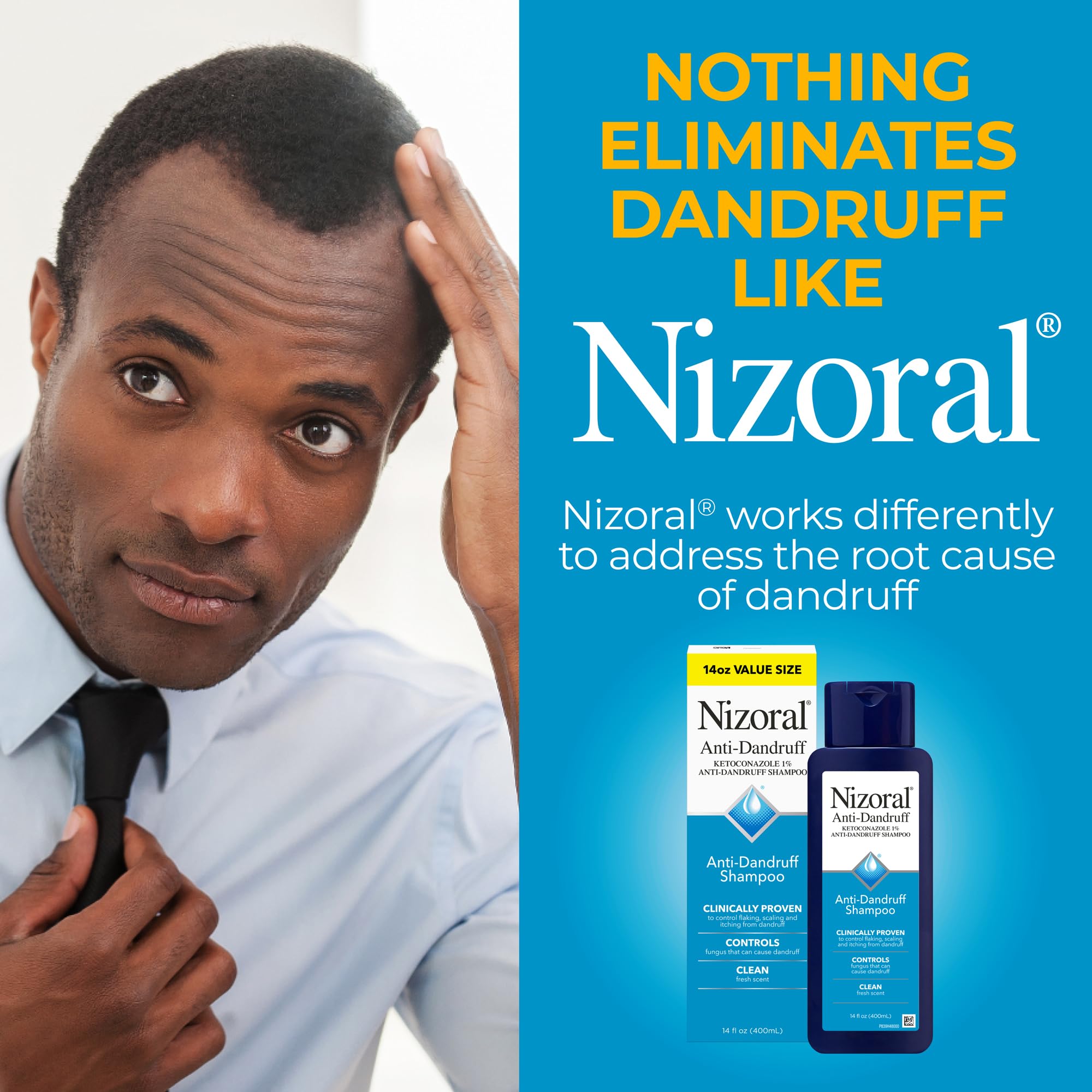 Nizoral Anti-Dandruff Shampoo with 1% Ketoconazole, 14 Fl Oz, Anti Fungal Shampoo