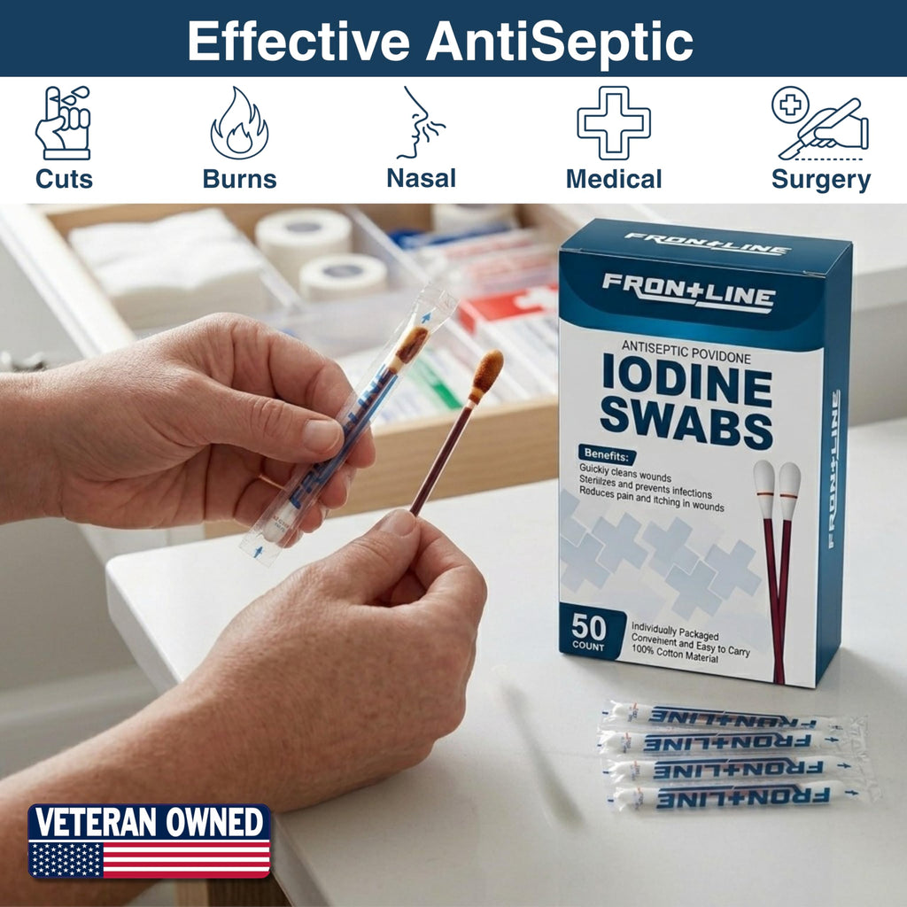 Povidone Iodine Antiseptic Swabs for Wound Care 50 Pack