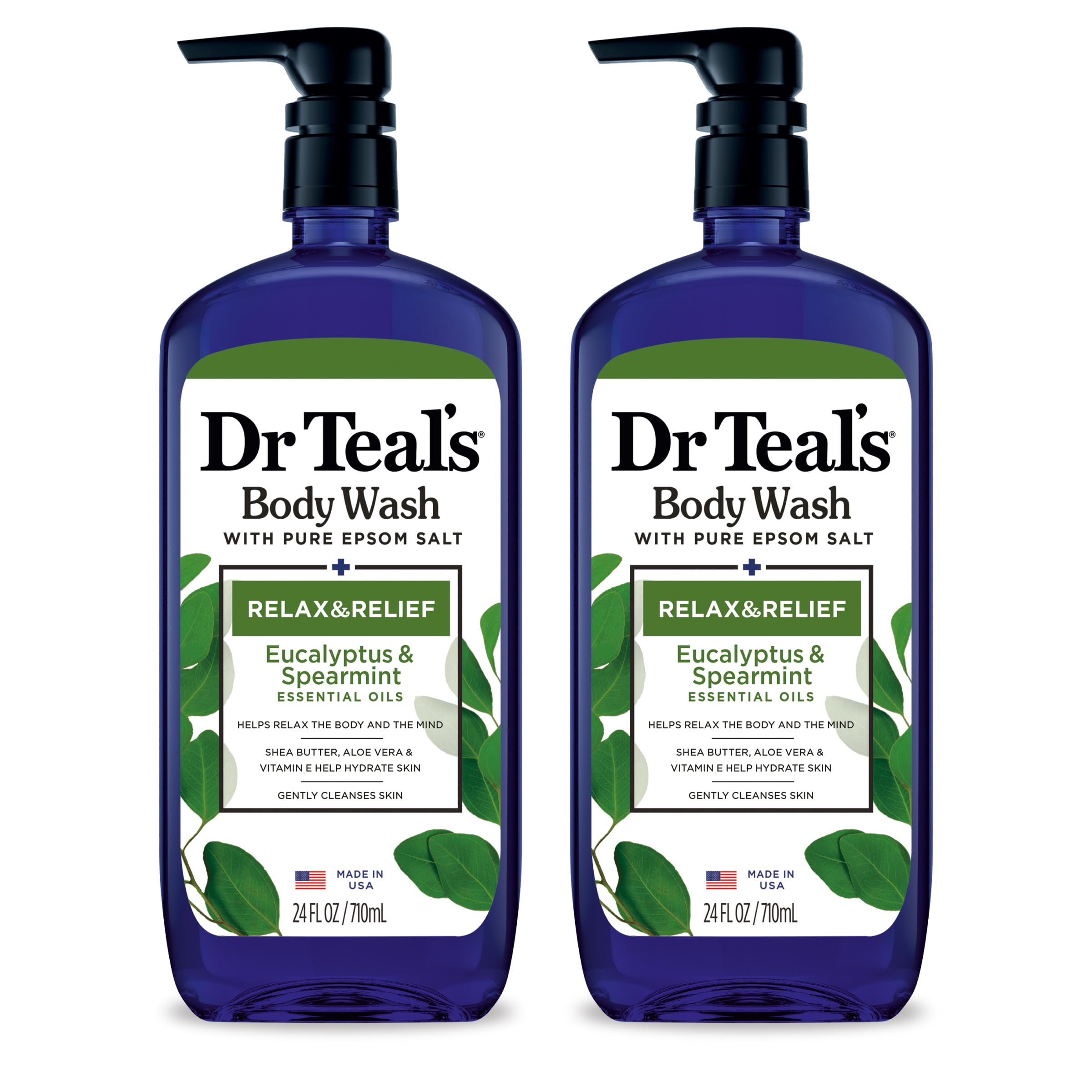 Dr Teal's Pure Epsom Salt Body Wash 24 Fl Oz, 2-Pack