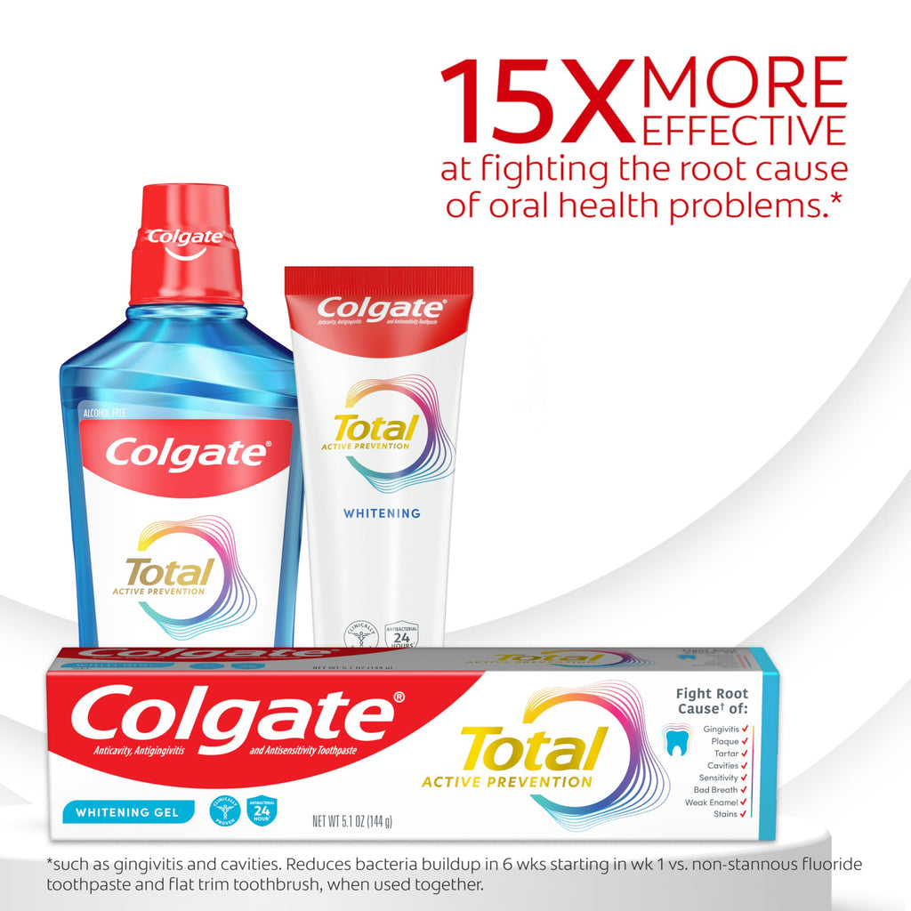 Colgate Total Whitening Toothpaste Gel with Fluoride, Bulk 4 Pack, 5.1 oz