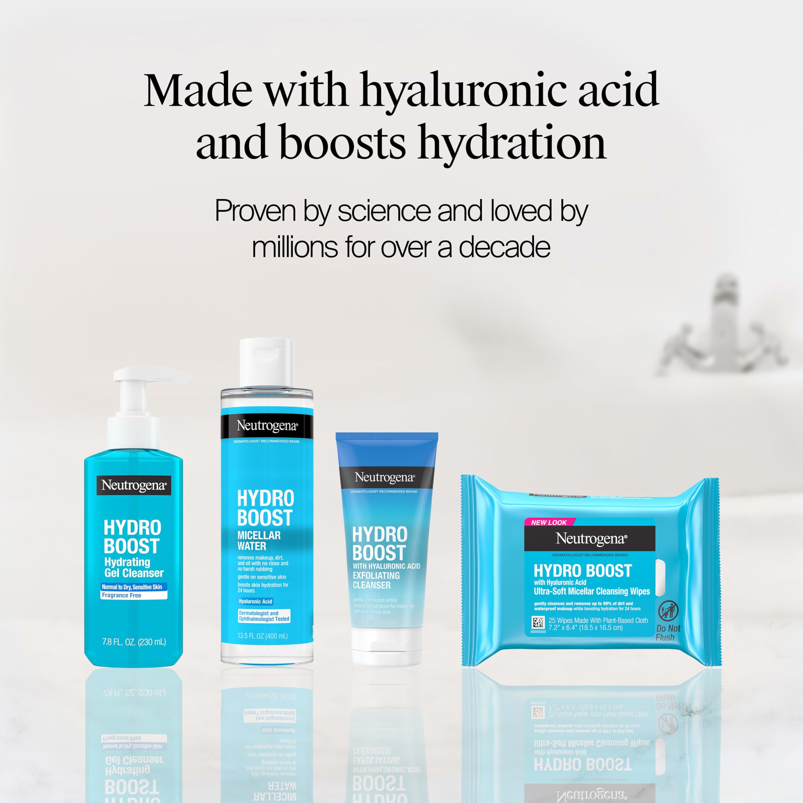 Neutrogena Hydro Boost Ultra-Soft Micellar Cleansing Wipes with Hyaluronic Acid, Hydrating Makeup Remover Wipes Remove Dirt & Waterproof Makeup