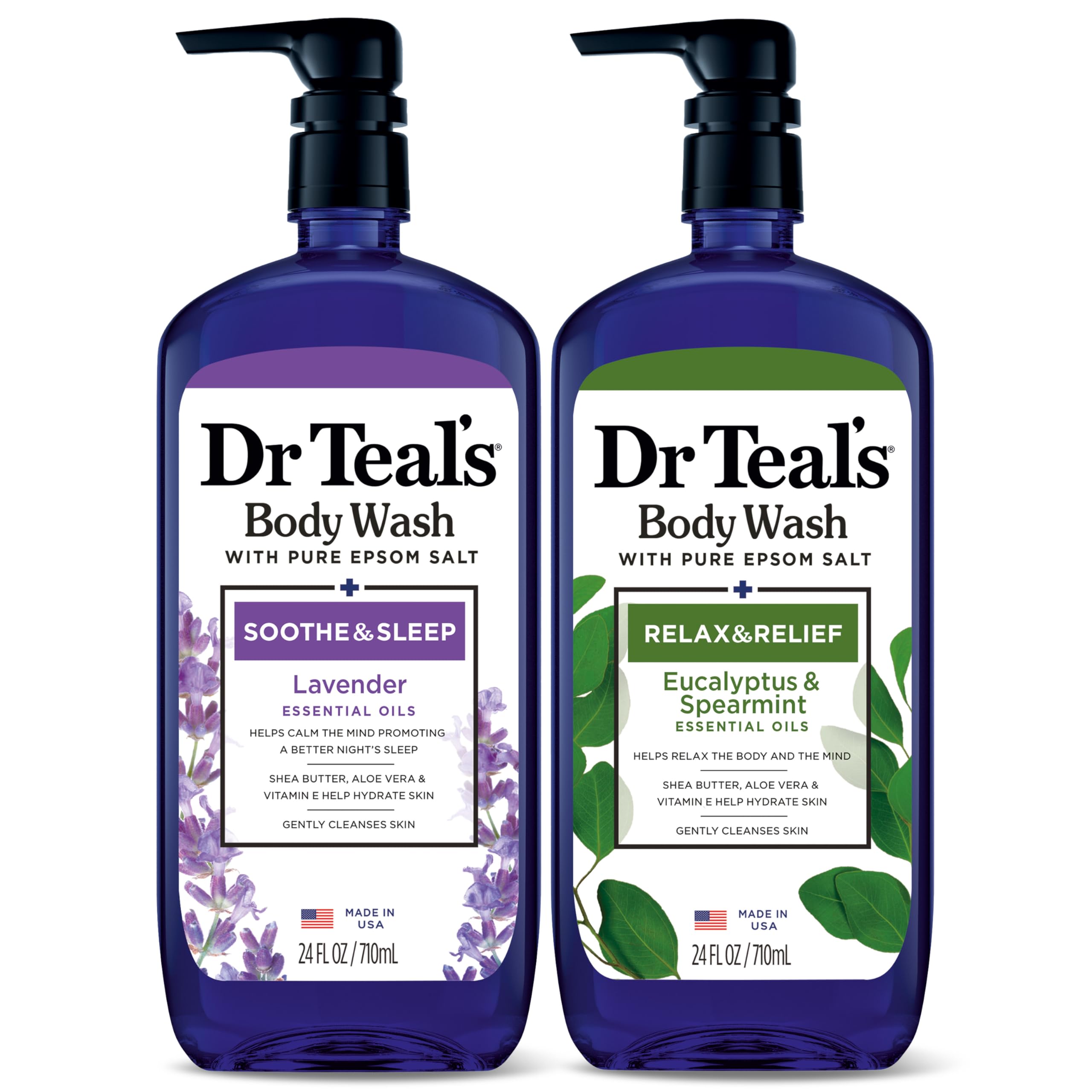 Dr Teal's Pure Epsom Salt Body Wash 24 Fl Oz, 2-Pack