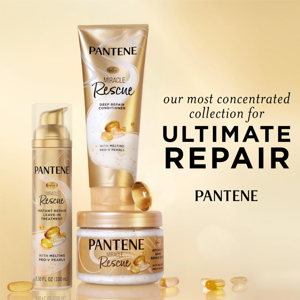 Pantene Miracle Rescue Deep Conditioner with Melting Pro-V Pearls - For Dry, Damaged, or Color-Treated Hair - Intense Moisture & Repair - 8.0 Oz