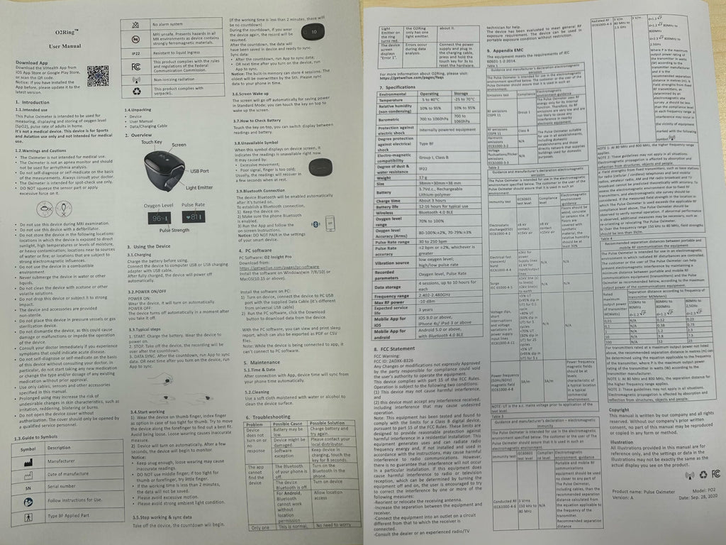 Wellue O2Ring Bluetooth Pulse Oximeter & SpO2 Monitor