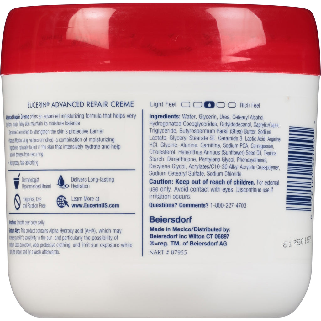 Eucerin Eucerin Advanced Repair Cream Body For Very Dry Skin Fragrance Free 16 Jar