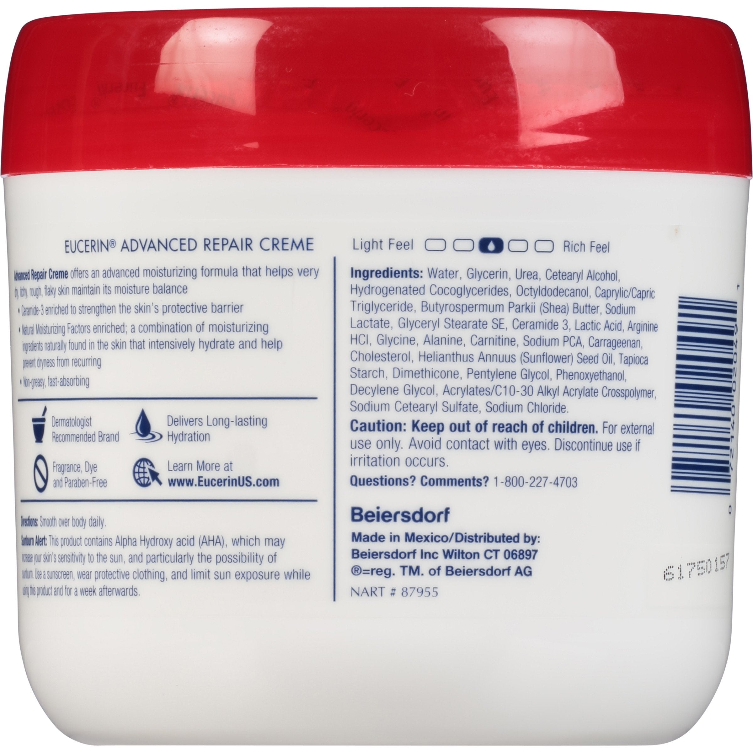 Eucerin Eucerin Advanced Repair Cream Body For Very Dry Skin Fragrance Free 16 Jar